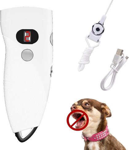 Ankrs 9 Gears Ultrasonic Dog Barking Control Device, Rechargeable Handheld Anti Barking Device, Dog Barking Deterrent with LED Flashlight, Silence Dog Whistle/Training Aid to Stop Barking (White) in Saudi Arabia