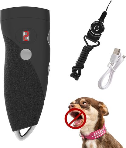 Ankrs 9 Gears Ultrasonic Dog Barking Control Device, Rechargeable Handheld Anti Barking Device, Dog Barking Deterrent with LED Flashlight, Silence Dog Whistle/Training Aid to Stop Barking (White) in Saudi Arabia
