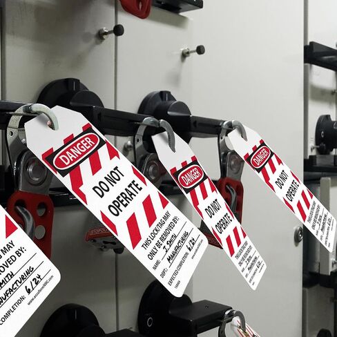 Accuform 100 علامة قفل By-The-Roll، خطر لا يعمل، علامات متوافقة مع OSHA مصنوعة في الولايات المتحدة، بطاقات PF مقاومة للتمزق والماء، 6.25 بوصة × 3 بوصة، TAR404 in Kuwait