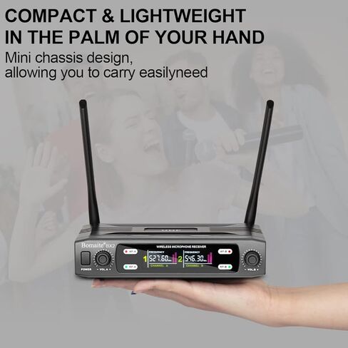 نظام ميكروفون لاسلكي BX2 UHF مع ميكروفون مزدوج محمول به واجهة XLR، نطاق 165 قدم، للكاريوكي العائلي، أداء المسرح، مشهد الزفاف، خطاب المؤتمر (رمادي) in Kuwait