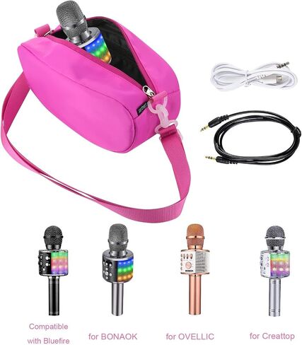 Beautyflier Kids Karaoke Bluetooth Microphone Bag Case Compatible with Bluefire/for BONAOK/for OVELLIC/for Creattop Wireless Karaoke Microphone Holder Storage Fits for Mic Handheld Speaker (Blue) in Saudi Arabia