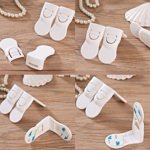 6 قطع من أقفال خزانة سلامة الأطفال، أقفال أمان لأدراج الأطفال، أقفال خزانة لحماية الأطفال، أقفال خزانة مع مواد لاصقة قوية للخزائن والأدراج وخزانة القمامة (أبيض) in Kuwait