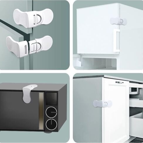 6 قطع من أقفال خزانة سلامة الأطفال، أقفال أمان لأدراج الأطفال، أقفال خزانة لحماية الأطفال، أقفال خزانة مع مواد لاصقة قوية للخزائن والأدراج وخزانة القمامة (أبيض) in Kuwait