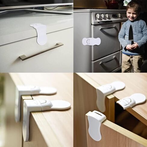 6 قطع من أقفال خزانة سلامة الأطفال، أقفال أمان لأدراج الأطفال، أقفال خزانة لحماية الأطفال، أقفال خزانة مع مواد لاصقة قوية للخزائن والأدراج وخزانة القمامة (أبيض) in Kuwait