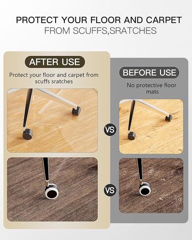 سجادة كرسي YSAGi للأرضيات الصلبة، سجادات مكتب شفافة سهلة الانزلاق للكراسي الدوارة والأرضيات الصلبة، سجادات أرضية شفافة شديدة التحمل للمنزل والمكتب (36 × 48 بوصة، شفافة مع الشفاه) in Kuwait