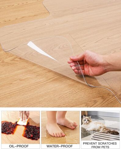 سجادة كرسي YSAGi للأرضيات الصلبة، سجادات مكتب شفافة سهلة الانزلاق للكراسي الدوارة والأرضيات الصلبة، سجادات أرضية شفافة شديدة التحمل للمنزل والمكتب (36 × 48 بوصة، شفافة مع الشفاه) in Kuwait