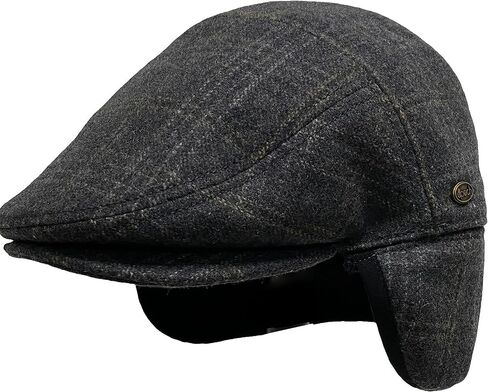 100% Wool Herringbone Winter Ivy Cabbie Hat w/Fleece Earflaps – Driving Hat (L, IVE2340PLAID) in Saudi Arabia