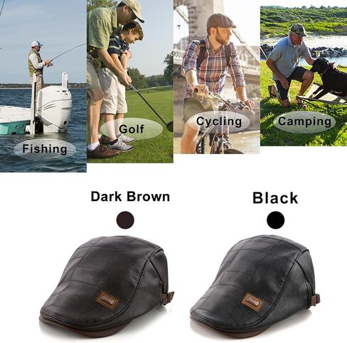 M MOACC Men Adjustable Leather Cap Newsboy Hat Driving Hats for Winter Flat Caps in Saudi Arabia
