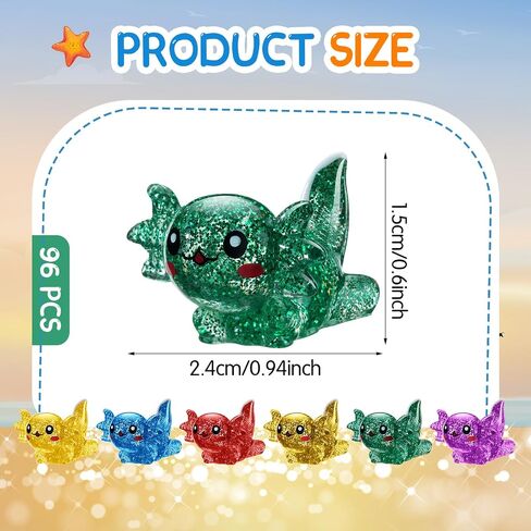 96 Pcs Mini Axolotl Resin Glitter Axolotl Resin Figurine Mini Axolotl Figures Cute Miniature Axolotl Ornament for DIY Craft Garden Aquarium Dollhouse Potted Plants Decoration in Saudi Arabia