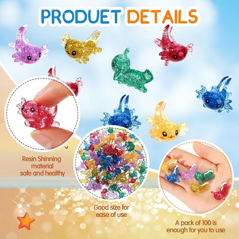 96 Pcs Mini Axolotl Resin Glitter Axolotl Resin Figurine Mini Axolotl Figures Cute Miniature Axolotl Ornament for DIY Craft Garden Aquarium Dollhouse Potted Plants Decoration in Saudi Arabia