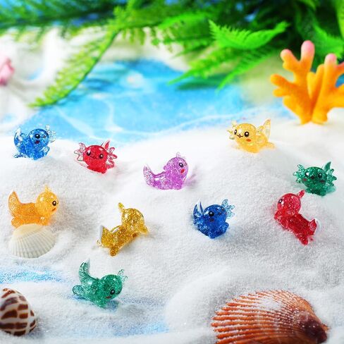 96 Pcs Mini Axolotl Resin Glitter Axolotl Resin Figurine Mini Axolotl Figures Cute Miniature Axolotl Ornament for DIY Craft Garden Aquarium Dollhouse Potted Plants Decoration in Saudi Arabia