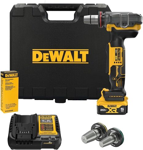 مجموعة أدوات توسيع DEWALT 20V MAX XR PEX مع رؤوس توسيع 1 بوصة و1-1/4 بوصة و1-1/2 بوصة، وبطارية وشاحن متضمن (DCE410P1) in Kuwait