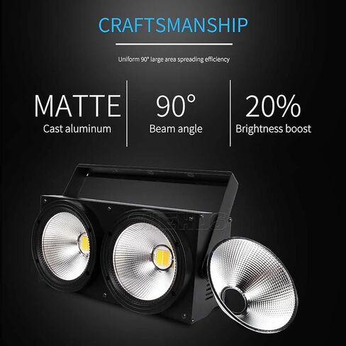SHEHDS Blinder Lights Par Lights 200W COB 2 عيون أبيض بارد + أبيض دافئ (3200K-5600K CT) 90 درجة شعاع ملاك أضواء الجمهور صب غلاف من الألومنيوم DMX512 صوت تنشيط المرحلة غسل الضوء للكنيسة الحزب in Kuwait