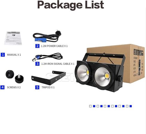 SHEHDS Blinder Lights Par Lights 200W COB 2 عيون أبيض بارد + أبيض دافئ (3200K-5600K CT) 90 درجة شعاع ملاك أضواء الجمهور صب غلاف من الألومنيوم DMX512 صوت تنشيط المرحلة غسل الضوء للكنيسة الحزب in Kuwait