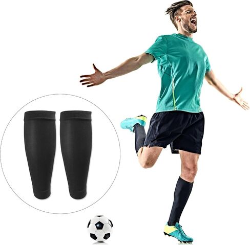 Optimized Soccer Shin Guard Sleeves - Black, Secure Fit for Maximum Protection, Comes in a 2-Pack in Saudi Arabia