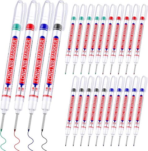 36 Pieces Deep Hole Marker Pens 20 mm Deep Drill Hole Long Nib Marker Multi Purpose Waterproof Carpenter Marker Pens Colorful Long Nose Markers for Bathroom Woodworking in Kuwait