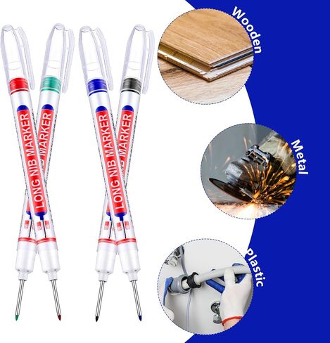 36 Pieces Deep Hole Marker Pens 20 mm Deep Drill Hole Long Nib Marker Multi Purpose Waterproof Carpenter Marker Pens Colorful Long Nose Markers for Bathroom Woodworking in Kuwait