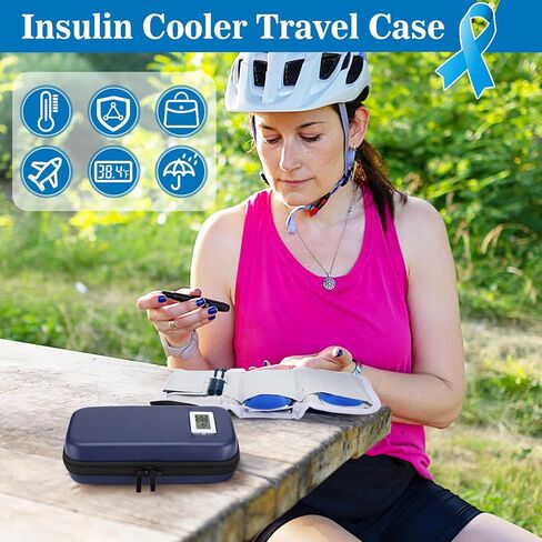 حقيبة سفر مبرد الأنسولين - منظم حقيبة سفر لمرضى السكري مع عرض لدرجة الحرارة، مع عبوتين ثلج قابلتين لإعادة الاستخدام لقلم الأنسولين ومستلزمات مرضى السكري الأخرى، للحياة اليومية والرحلات (رمادي) in Kuwait