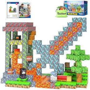 100pcs Magnetic Blocks - Build Mine Magnet World Game Adventure Set STEM Building Toys for Kids 3+ Years Old 1’’ Magnetic Cubes for Boys Toddler Boy Toys Gifts Toys for Ages 3-5 5-7 8-12 in Kuwait
