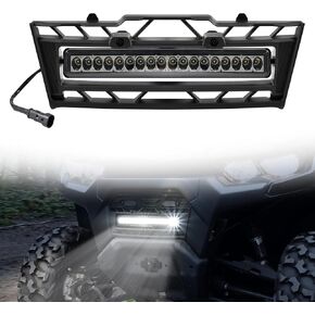 Front Mesh Grille with LED Light for Can-Am Defender HD9 HD7 HD10 2020-2025 Accessories, PP Plastic Radiator Screen with Adjustable Accent Spotlight Bars and Matte Finish in Kuwait