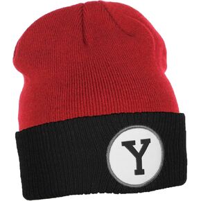 Daxton Custom A to Z Initial Letters Cuff Red Black Hat Beanie Warm Knit Skull Cap in Kuwait