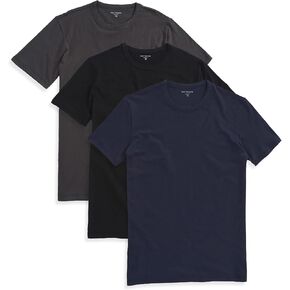 تي شيرت Mott & Bow الرجالي Driggs Classic ذو الرقبة الدائرية مكون من 3 تي شيرتات - 100% قطن ممشط، مناسب للاستخدام اليومي، متين ومنكمش مسبقًا in Kuwait