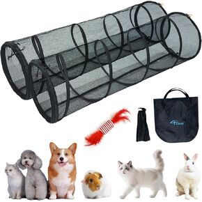 Cat Play Tunnel-2 حزم للمنزل الداخلي والخارجي ، Cat Play House ، حاويات CAT سهلة الاتصال مع بابين سحاب ، حجم المنتج 67 '× 18' '، 2pcs /set ، Orange. in Kuwait