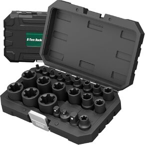 External Torx Plus Socket Set, 22PCS 6-Point EP Socket Set EP4-EP32 with 1/2'', 3/8'', 1/4'' Drive, 5-Point EP8.8 for EV Battery Removal, Cr-V Steel in Kuwait