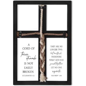 Surfapans سلك من ثلاثة فروع حفل زفاف ديكور الحائط 15 "× 10" الرمال الوحدة عقدة جديلة الفن الصليب حبل علامة الجامعة 4:12 للزوجين الذكرى الزواج المسيحي (أبيض) in Kuwait