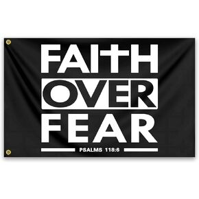 الإيمان على الخوف العلم 3x5 قدم الكتاب المقدس الآية العلم المسيحي البوليستر مع الحلقات النحاسية اللياقة البدنية تحفيزية للمنزل صالة الألعاب الرياضية كلية النوم غرفة مكتب جدار راية ديكور in Kuwait