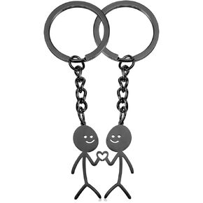 Ouligay 2 جهاز كمبيوتر شخصى مطابقة سلاسل المفاتيح مضحك المفاتيح للنساء، Stickman الحب زوجين المفاتيح، أفضل صديق سلاسل المفاتيح خربش المعادن الصغيرة مضحك سلاسل المفاتيح حقيبة المحفظة، أسود in Kuwait