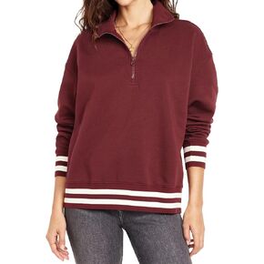 Women’s Half Zip Sweatshirts Collar Long Sleeve Stripes Pullover Loose Sweater Y2k Casual Pullover Top Clothes 2025 in Kuwait