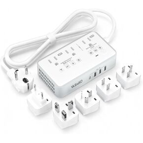 محول الطاقة الدولي 100-240V إلى 110 فولت محول الجهد 2000W كحد أقصى مع شحن USB 4 منافذ ، النوع A/B/C/E/G/I العالمي محول سفر عالمي لأوروبا والمملكة المتحدة ، الصين ، أستراليا ، اليابان ، أفريقيا ، نحن in Kuwait