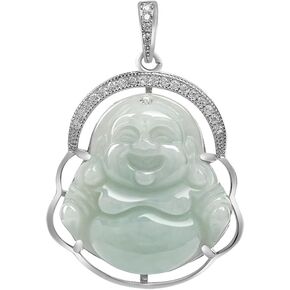 Elegant Natural Jade Necklace with Laughing Buddha Maitreya Pendant - A Symbol of Prosperity & Contentment - The Perfect Accessory for Spiritual Connection in Kuwait