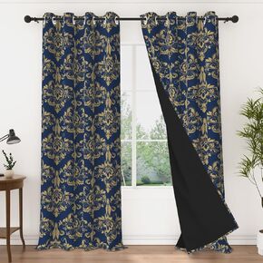 ستائر تعتيم زهرية عتيقة بطول 84 بوصة لوحتين، ستائر نافذة أنيقة بنمط الزهور باللونين الأبيض والأسود، ستائر معزولة حراريًا تحجب الضوء لغرفة النوم وغرفة المعيشة in Kuwait