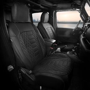 FREESOO Seat Covers for Jeep Wrangler JK 4 Door 2013 2014 2015 2016 2017 1:1 Custom Seat Covers Faux Leather - Red in Kuwait