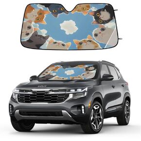 Cartoon Cat Sky Sun Visor for Car Windshield Sun Shade Blocks UV Rays Suns Visor Protector Car Window Shades for Cars 51x27.5 in Truck SUV Auto Sunshades in Kuwait