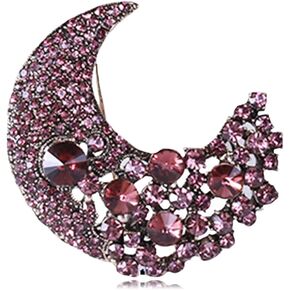 Crescent Moon Brooch Pin for Women Men Vintage Sparkling Rhinestone Crystal Crescent Moon Portrait Brooch Lapel Pin Pendant Bridal Suit Dresses Hat Bag Fashion Jewelry in Kuwait