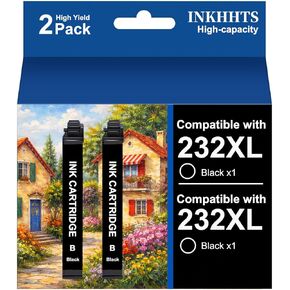 لخراطيش الحبر الأسود 232XL (عبوة من قطعتين) بديلة مُعاد تصنيعها لخراطيش الحبر Epson 232XL مجموعة كومبو تعمل مع طابعة Epson XP-4200 XP-4205 WF-2930 WF-2950، 2 أسود in Kuwait