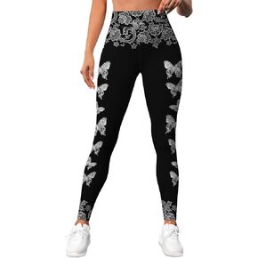 سروال ضيق مطبوع من PAGYMO للنساء برسومات لطيفة ومجنونة ومصمم بخصر عالٍ للتمارين الرياضية والجري واليوجا in Kuwait