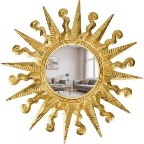 Golden Sun Wall Mirror Decorative 24 inch Metal Frame Mirror Sunburst Boho Mirror for Entryway Bedroom Living Room Bathroom House Warming Gifts New Home Essential in Saudi Arabia