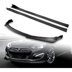 Q1-TECH، 9 قطع من وصلات الشفة الأمامية والتنورة الجانبية متوافقة مع 2013 2014 2015 2016 Hyundai Genesis Coupe، ممتص الصدمات الأمامي الشفة المفسد الهوائي للجسم ABS (أسود مطفي) in Kuwait