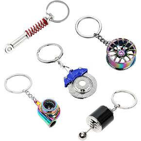 5 PCS Car Parts Model Key Chains, Anti Lost Metal Turbo Keychain for Decor, Stylish Car Parts Key Chain for Women Men in Kuwait