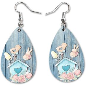 Easter Bunny Egg Dangle Earrings Set | Cute Girls Womens Jewelry Earings | Double Sided Print | Spring Holiday Gifts | Passover Sunday Girls Decorations Girlfriend Wife Adorable Fashion Accessories in Kuwait