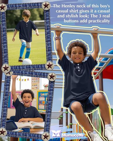 Boys Short Sleeve Shirts Kids Oversized Henley Tees Loose Casual Summer Button Basic Tops 5-14 Years in Saudi Arabia