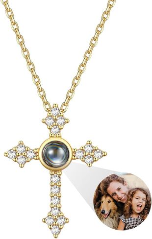 Custom4U صورة شخصية الصليب قلادة للنساء مخصص قلادة صورة الإسقاط مع صورة داخل مجوهرات الإيمان المخصصة عيد الأم هدية تذكارية دينية مسيحية لها in Kuwait