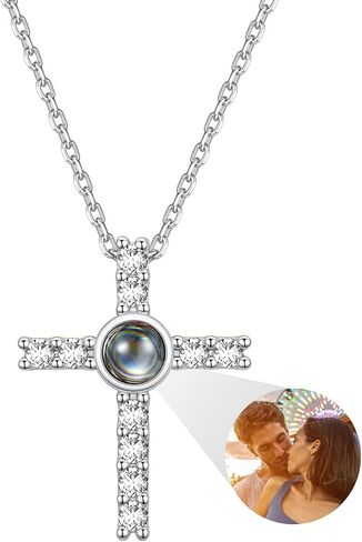 Custom4U صورة شخصية الصليب قلادة للنساء مخصص قلادة صورة الإسقاط مع صورة داخل مجوهرات الإيمان المخصصة عيد الأم هدية تذكارية دينية مسيحية لها in Kuwait