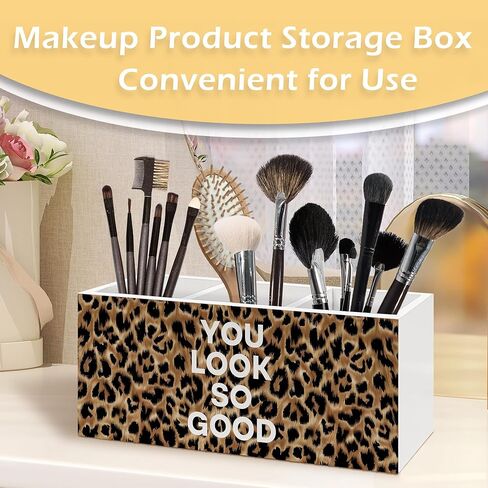 Inspirational Leopard Print Pen Pencil Holder, Cheetah Desk Accessories, Trendy Leopard Print You Look So Good Wooden Pen Pencil Organizer for Y2k Room Dorm Desk Decor in Kuwait