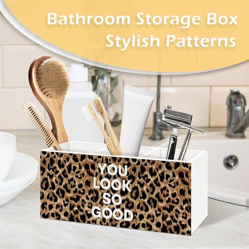 Inspirational Leopard Print Pen Pencil Holder, Cheetah Desk Accessories, Trendy Leopard Print You Look So Good Wooden Pen Pencil Organizer for Y2k Room Dorm Desk Decor in Kuwait