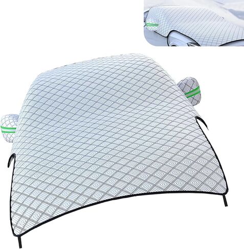 Car Windshield Snow Cover, Oversized Reinforced Vehicle Hood Mirror Protector, All Weather for Snow, Sun, Rain, Dust, Universal for All Seasons (Silver) in Kuwait